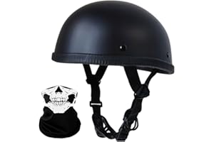 YEATLM DOT Approved Retro German Motorcycle Half Hel-Met Men Women Beanie Skull Cap,Adult Open-Face Scooter Moped Hel-Met