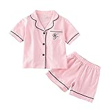 JWWN Toddler Girls Summer Pajamas Short Set Button