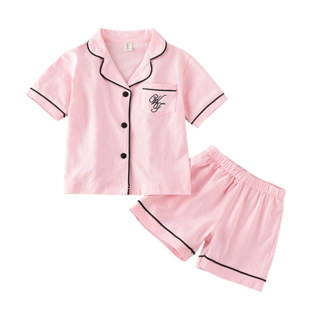 JWWN Toddler Girls Summer Pajamas Short Set Button