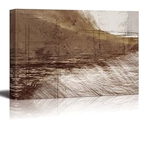 Abstract Brown and Silver Textured Stripes with Curved Shapes - Canvas Art Home Art - 12x18 inches