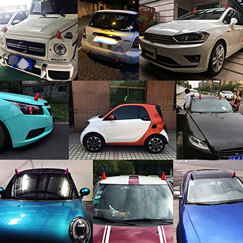FOLCONROAD Car Auto Truck Elasticity 3D Devil Horns Sticker Bumper Decor Anti Collision [Black] 2Pcs/Set[US Warehouse]