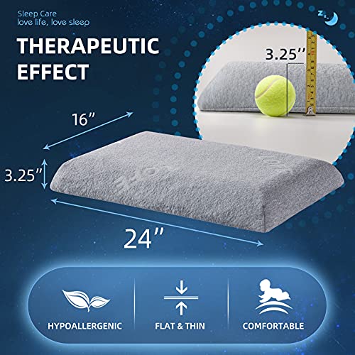 Lofe 3.25'' Thin Memory Foam Pillow for Stomach Sleepers Two