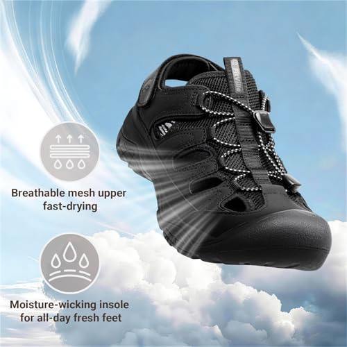 FitVille Outdoor Sport Sandals for Men with Wide Toe Box Mens Athletic Sandals - Hiking, Walking & Beach