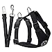 SlowTon Dog Seat Belt Harness for Car, Dog Car Harness Adjustable Mesh Breathable & Dog Seatbelt Safety Tether with Elastic Bungee for Small Medium Large Pets(Black, Single Clip, M)