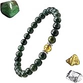 Kartini Studio Jade Bracelet, Dark Green Jade and 22 Karat Gold Beads Bracelet