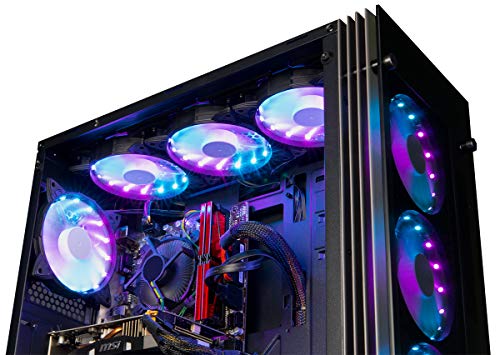 CUK Stratos VR Ready Gamer PC (AMD Ryzen 7 2700, 16GB RAM, 512GB NVMe SSD, Radeon RX 580 4GB, 500W Bronze PSU, Windows 10) Gaming Desktop Computer with 7 RGB Lotus Fans