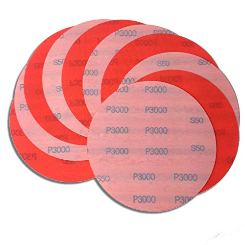 6 Inch 2500 Grit High Performance Hook and Loop Wet / Dry Auto Body Film Sanding Discs, 10 Pack