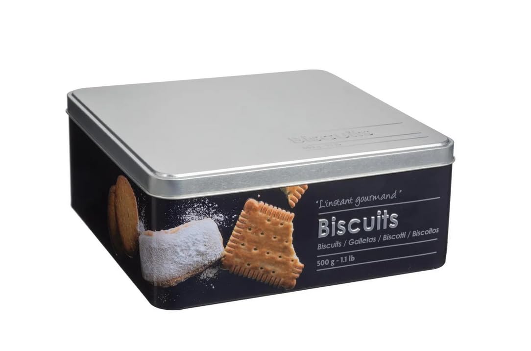 5 five simply smart Relief II Biscuit Food Box 20 x 20 x 8.2 cm Iron and Tin Black