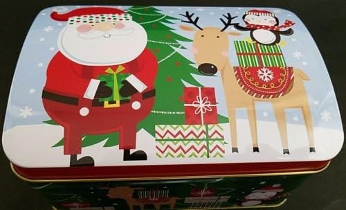 Amazon Com The Pecan Man Santa And Reindeer Holiday Cookie Tins Empty With Lids Christmas Gift Boxes Kitchen Dining