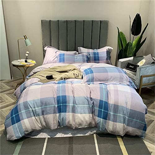 xcvbw Tencel Linen Classic Printed Bedding Set Super Breathable Soft Duvet Cover Sets Queen King Size 4Pcs Inhibiting bacteria
