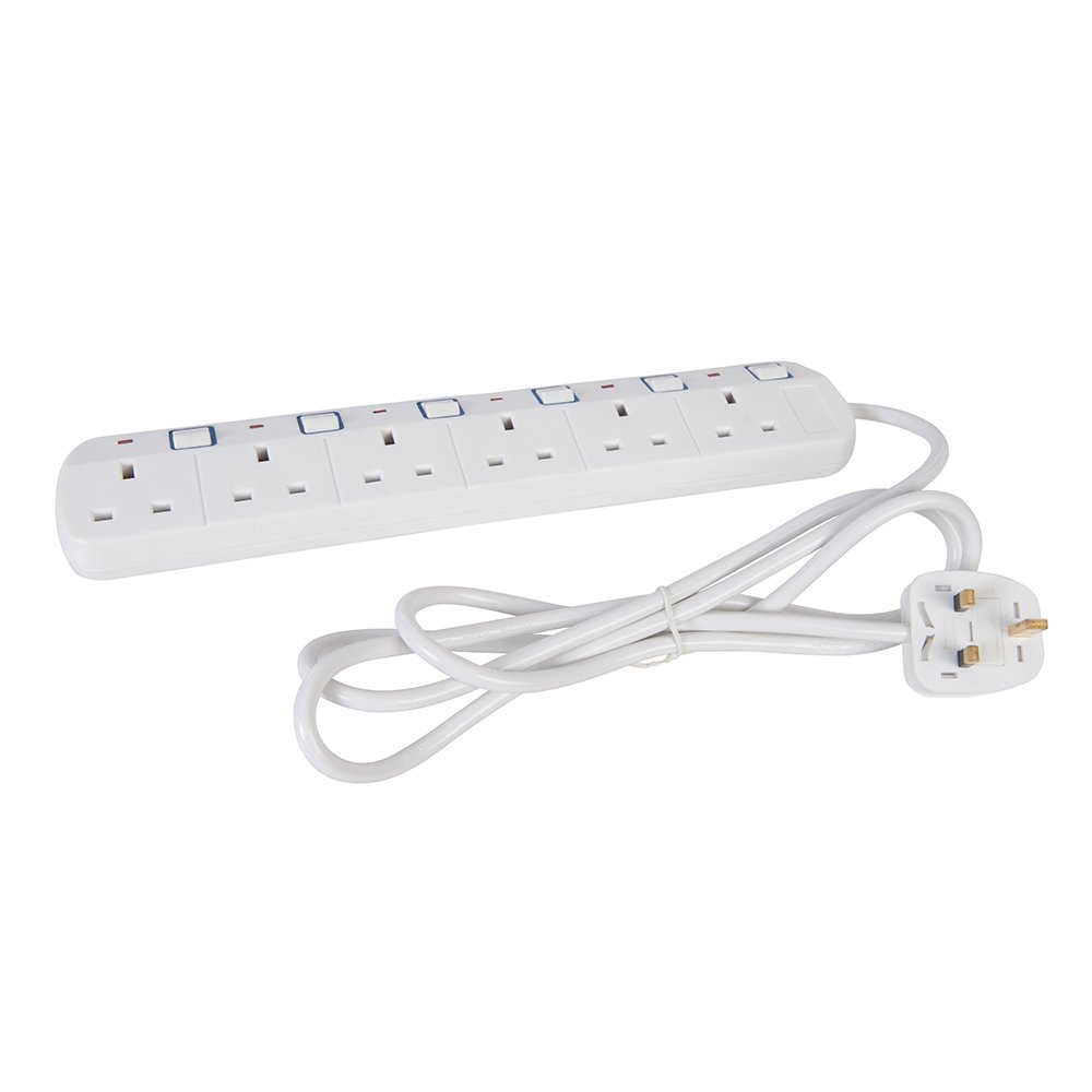 Powermaster 379955 Switched Extension Lead with Neon Indicator 230V 6-Gang 2m