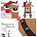 Valery Madelyn 5 Pcs Traditional Red White Reindeer Christmas Chair Covers Set Including 1 Chair Back Cover and 4 Chair Leg Floor Protectors for Dining or Kitchen Decorations