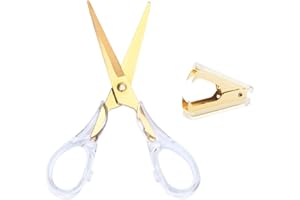 MultiBey Acrylic Gold Scissors and Staple Remover Office Accessories (Gold)