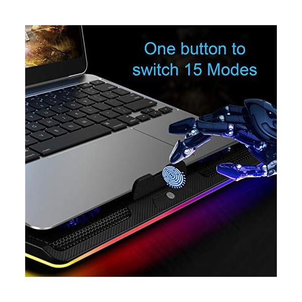 TECKNET-RGB-Gaming-Cooling-Pad-Quiet-Laptop-and-Notebook-Cooling-Pad-With-5-Fans-Touch-Button-and-Blue-LED-Laptop-Cooler-fits-12-19 TeckNet RGB Gaming Cooling Pad Quiet Laptop and Notebook Cooling Pad With 5 Fans, Touch Button and Blue LED Laptop…