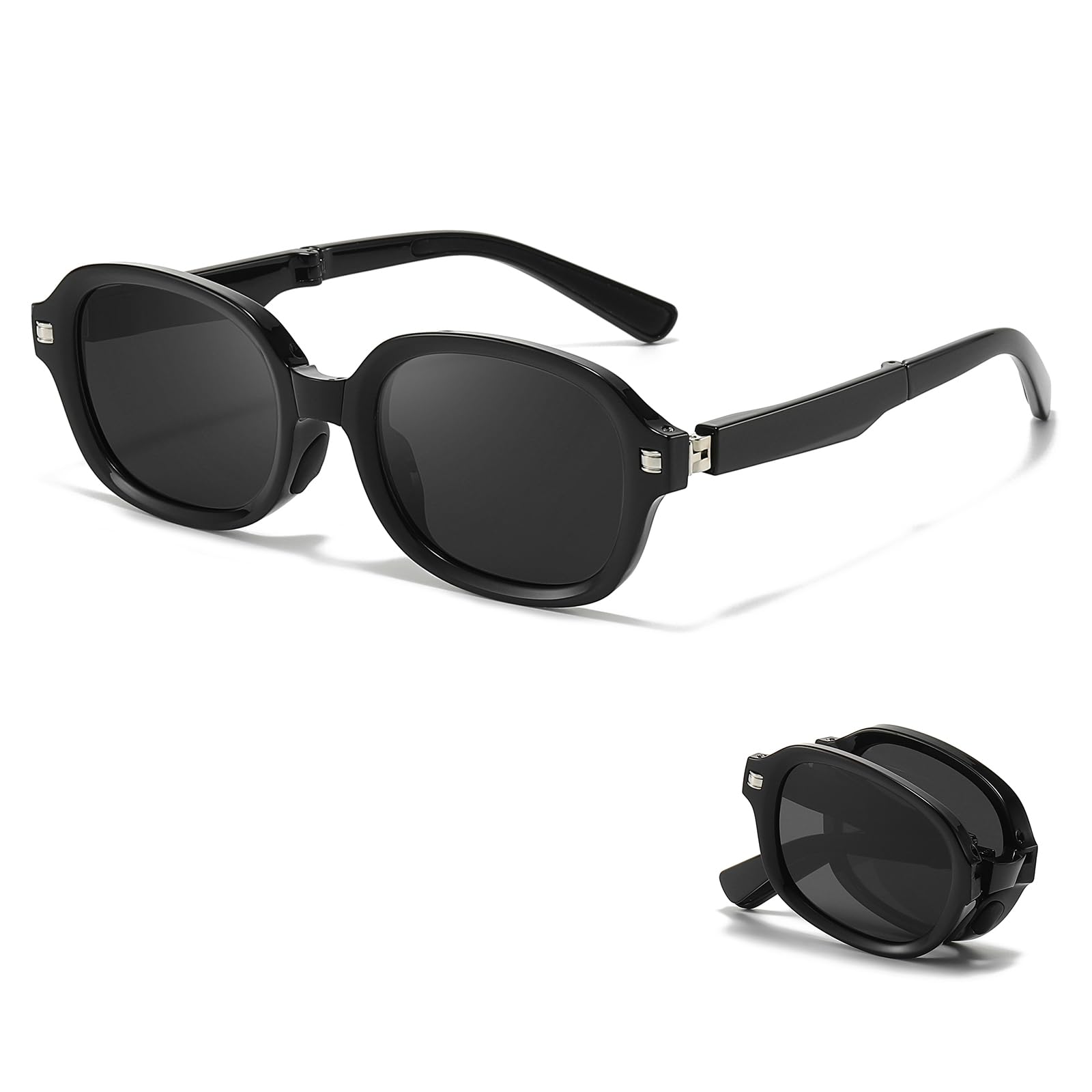 Photo 1 of IGnaef Foldable Polarized Sunglasses for Men Women, Ultra Lightweight Folding Sun Glasses with case IF523