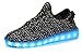 Fashion LED Shoes Light Up Sneaker 7 Color Flashing USB Charging Christmas Gift Flyknit Sports Shoes (8.5B(M)US-women/ 7D(M)US-men, Flyknit Black)