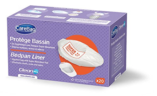 Carebag Medical Grade Bedpan Liner with Super Absorbent Pad, 20 Liners