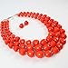KOSMOS-LI 3 Layer Acrylic Orange Beads Multi Strand Necklace