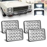 (4pcs) Dot approved 4x6 inch LED Headlights Rectangular Replacement H4651 H4652 H4656 H4666 H6545 for Peterbil Kenworth Freightinger Ford Probe Chevrolet Oldsmobile Cutlass