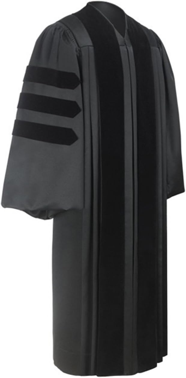 Classic Doctoral Gown with Black Velvet Trim