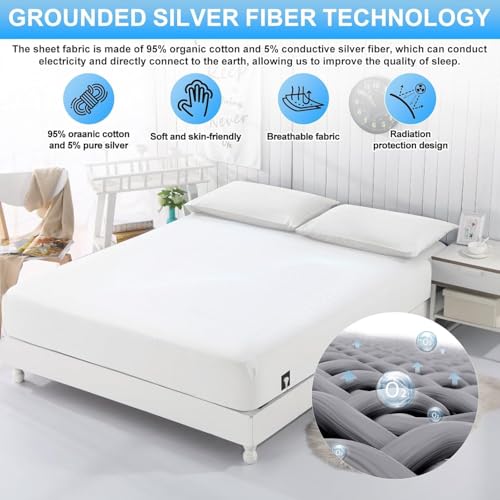 Conductive Ground Sheet, Grounding Bed Sheet, Floor Mat according to EU Standard, with 5% Silver Fibre and 95% Organic Cotton, for Sleep Better Energy Recovery (180 x 200 cm)