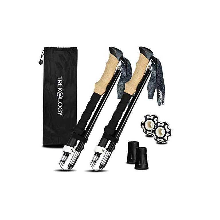 TREKOLOGY Trek-Z Trekking Hiking Poles - 2pc Pack Collapsible Folding
