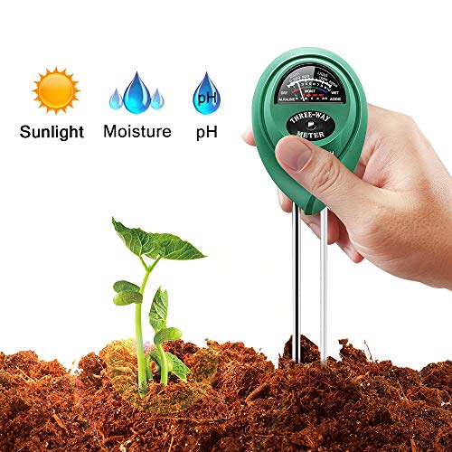 Soil Test Kit, 3 in 1 Soil Moisture Light & pH Meter, Gardening Tools for Plants Fruits Flowers Vegetables Shrubs, Perfect for Garden, Lawn and Farm, No Battery Needed