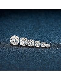 Pendientes de plata de ley chapados en oro blanco con circonitas cúbicas de 3 a 0.315 in, con diamantes de imitación y circonitas hipoalergénicas.