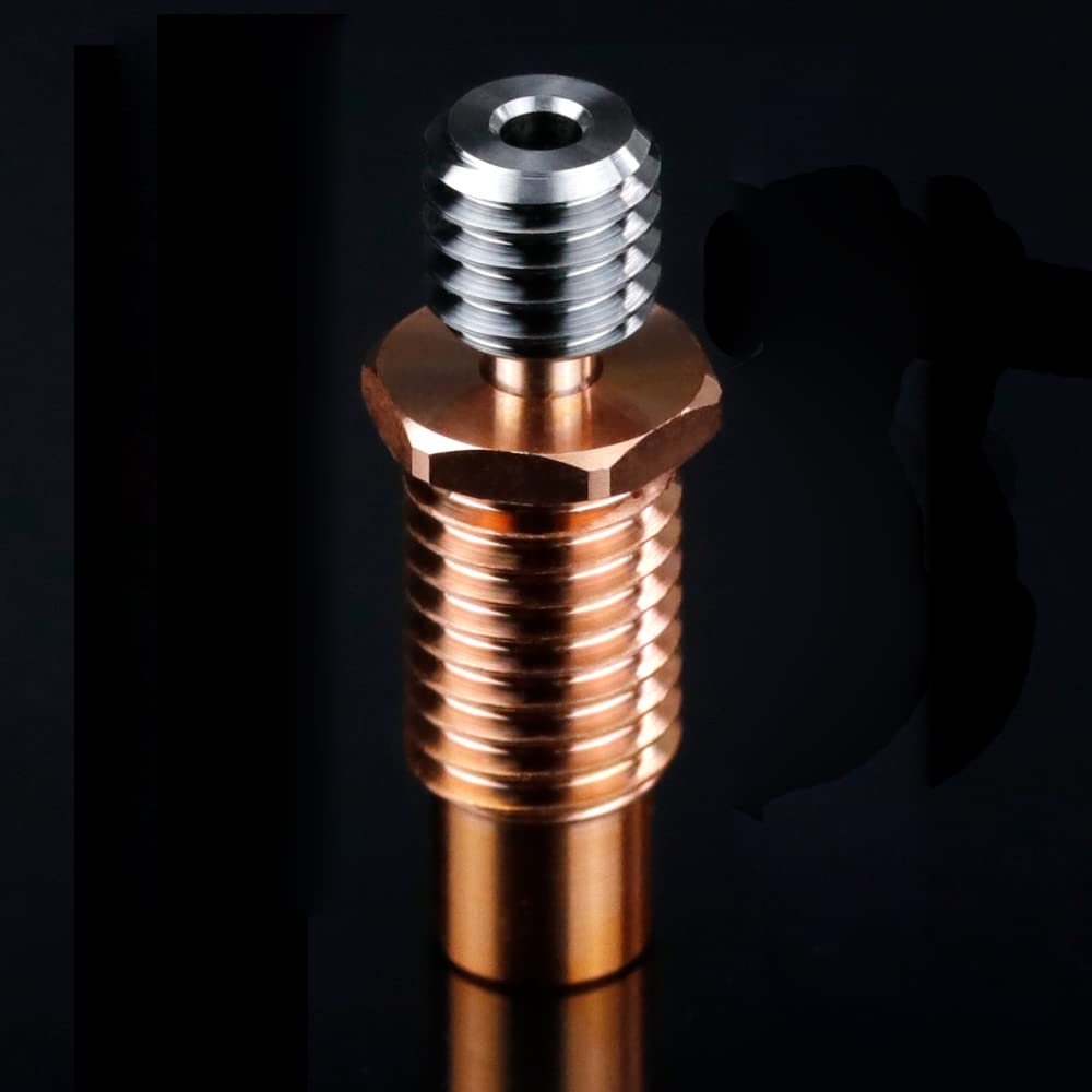 Upgrade All Metal BiMetal Heatbreak Titanium Copper Bi Metal Throat Compatible with 1.75MM Volcano V6 Heater Block Hotend, Titan Aero Extruder Prusa i3 MK3S 3D Printer