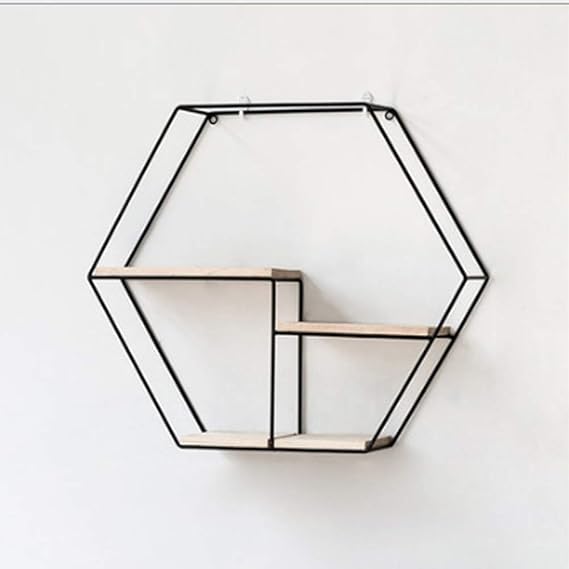 Ahnner Wall Hanging Geometric Shelf Nordic Wrought Iron Wall Mounted Decorative Storage Rack Simple Home Living Room Bedroom Wall Rack Black Amazon Co Uk Kitchen Home