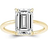 Effinny 3.5ct Solitaire Elongated Emerald Cut Engagement Ring for Women,925 Silver Promise Ring