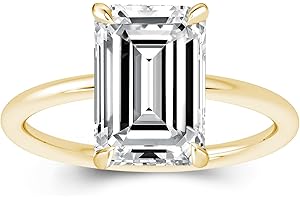 Effinny 3.5ct Solitaire Elongated Emerald Cut Engagement Ring for Women,925 Silver Promise Ring