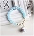 DreamMarker Ice Crack Crystal Korean Style Charm Bracelet with a Fortune and Lucky Cat Pendant, Blue