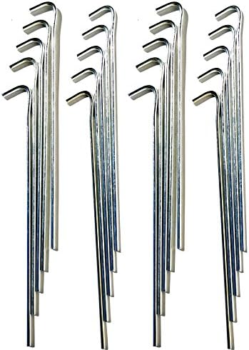 Heavy Duty Tent Garden Stakes - 10" Galvanized Steel Rust Proof Pegs For Camping, Garden, Holiday Inflatable Decor, Canopies, Landscaping