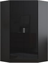 Reflect 2 Piece Wardrobe Bundle | 2 Door Corner & Plain | Black Gloss view 6