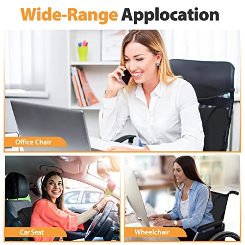 Lumbar Support Pillow for Office, Memory Form Back Support with Adjustable Strap& Breathable 3D Mesh & Air Fiber for Back Pain Relief, Lumbar Pillow for Gaming Chair Computer Car Seat