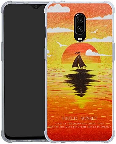 HHDY OnePlus 7 Case,[Ultra Lightweight] Reinforced [4-Corners Bumper] Flexible TPU [Pattern Design] Cover for OnePlus 7 / OnePlus 6T,Sunset