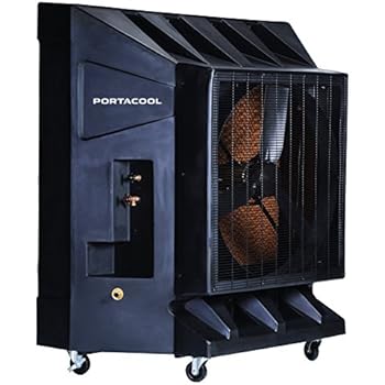 Portacool PAC2K361S 36-Inch 9600 CFM Portable Evaporative Cooler, 2500 Square Foot Cooling Capacity, Black, Single Speed