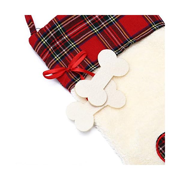 M DoDo Christmas Paw Stocking For Pet Dog Large Sherpa Hanging Christmas Stocking (Green) - Image 5