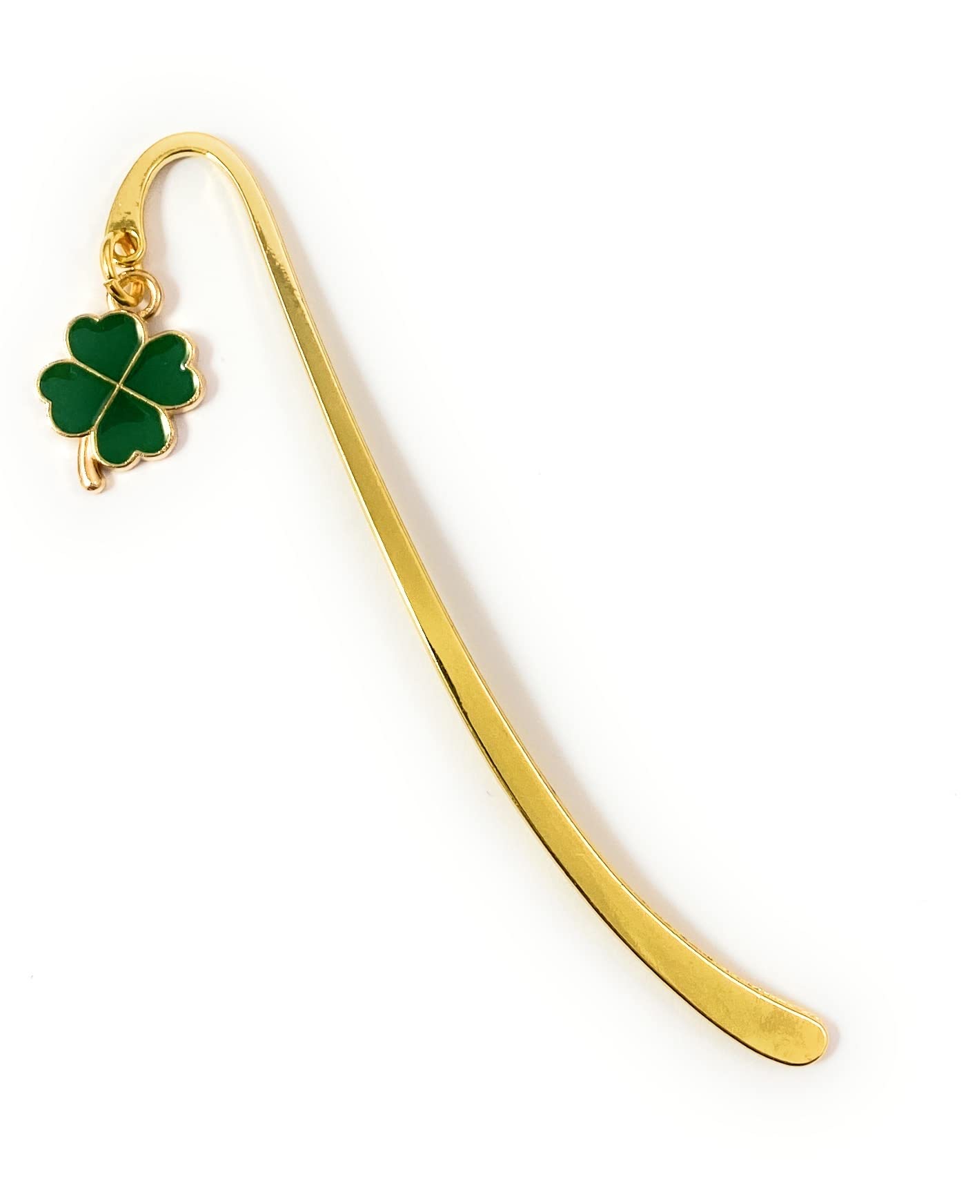 FizzyButton Gifts Lucky Four Leaf Clover Gold Tone Mini Bookmark with Enamel Charm in Gift Bag