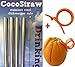 4 Stainless Steel Wide Smoothie Straws + Cleaning Brush + Citrus Peeler - CocoStraw Large Straight Frozen Drink Straw