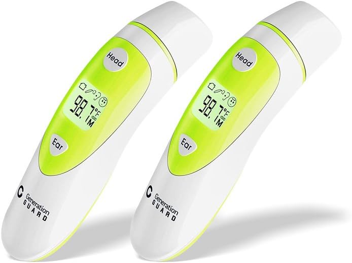 Clinical Forehead and Ear Thermometer - Most Accurate Non-Contact Infrared Electronic Digital Dual Mode Instant Read Thermometer Fever Warning for Baby Kids Child Toddler Adult, Batteries Included