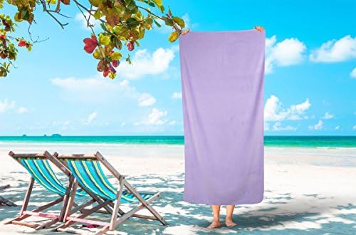 Corner4Shop Large 100% Turkish Cotton Ultra Soft Terry Velour Beach Towel Spa Bath Pool (1, Lavender)