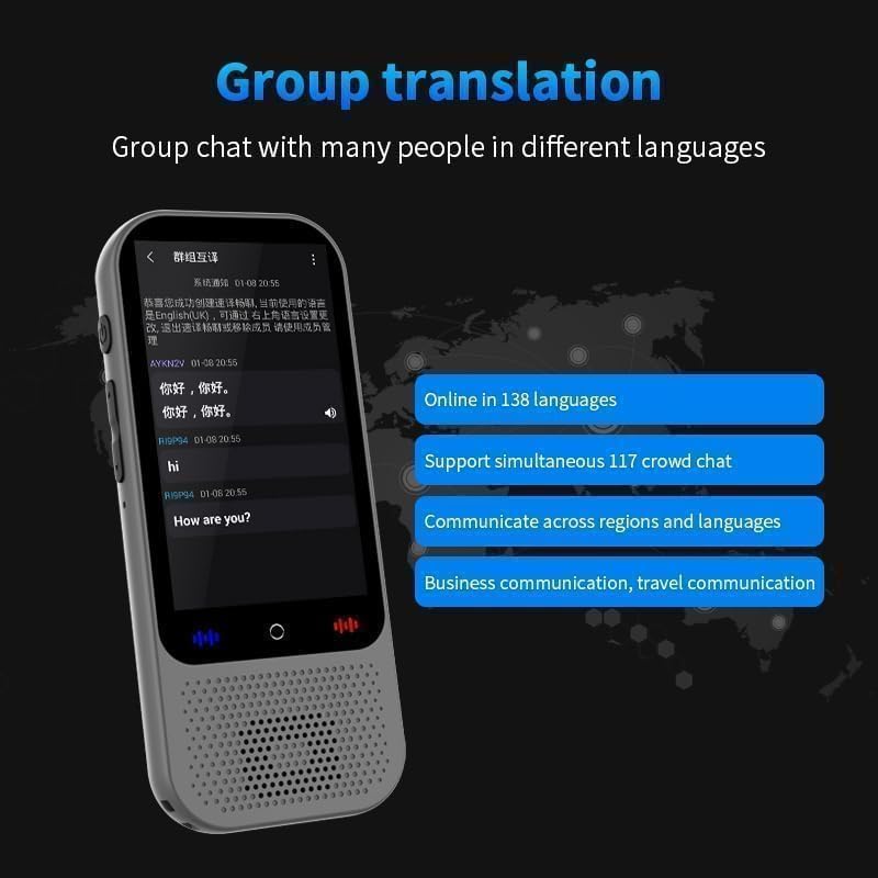 Duckdik Indiana 2025 Voice Instant Language Translator, WiFi Free Image Translator, Offline Translation 18 Languages, 142 Online, Portable Travel Translator