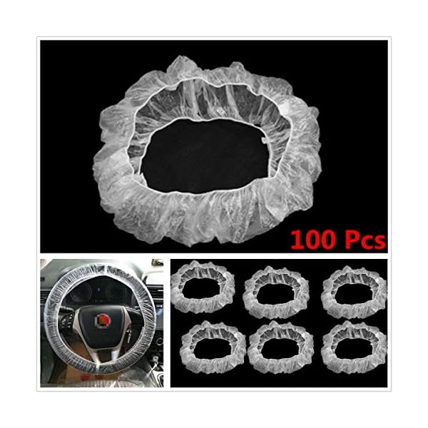 ACHICOO 100pcs/Set Universal Disposable Plastic Steering Wheel Cover White Plastic Steering-Wheel Cover Safe and Frequent Replacement