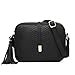 Small Crossbody Bags for Women Ladies Faux Leather Mini Shoulder Bag with Tassel Purse Black