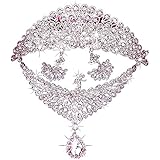 TOOGOO(R) Fashion Wedding Bridal peacock Rhinestone Necklace Earring Crown set of 3 #R0527 White