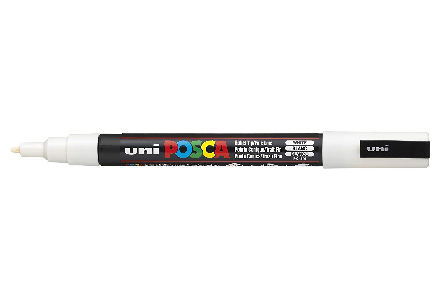 Posca UNI-BALL MARKER PEN PC-3M - WHITE - 3 PACK OF PENS