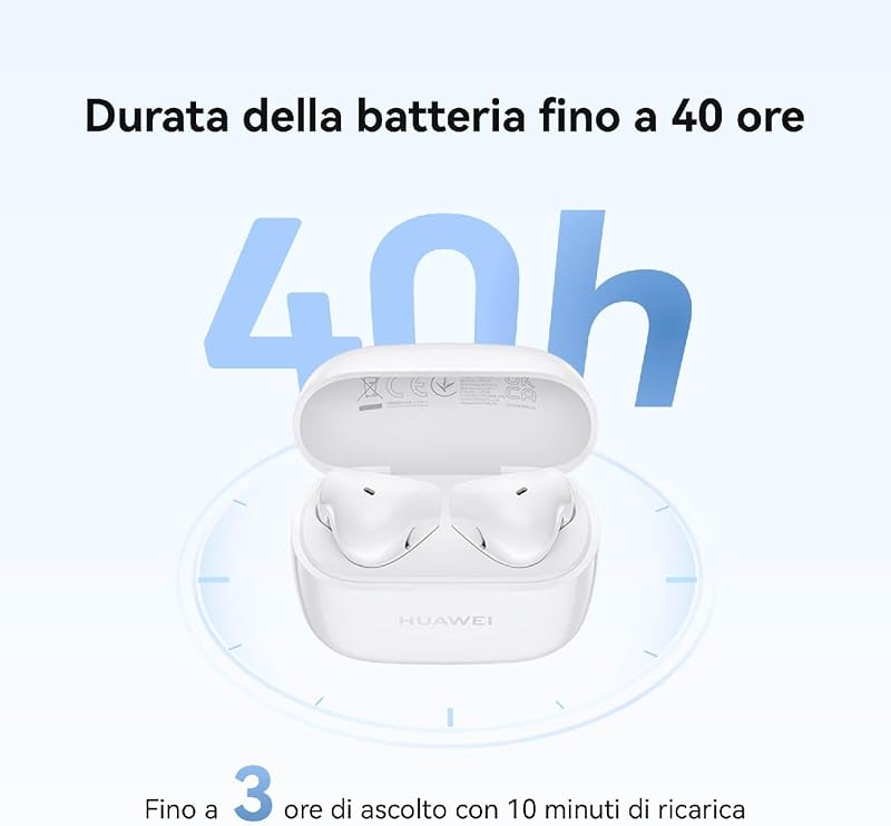 FreeBuds SE 2, Durata della Batteria fino a 40 Ore, IP54 Resistenti a Polvere e Schizzi, Connessione Robusta Bluetooth 5.3, Audio Stabile, IOS e Android, Bianco
