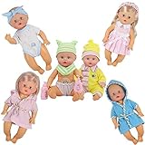Young Buds Pack of 6 for 9-10-11 Inch Alive Baby Doll Reborn Newborn Clothes with Bathing Suit Bottle (Bath Set)